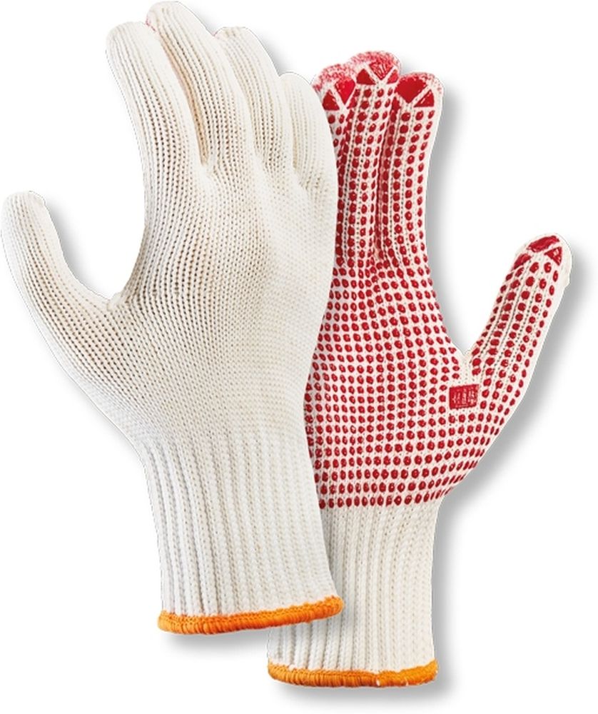 teXXorGrobstrick-HandschuheBaumwolleNylon12Stck1945BeigeRoteNoppen-8