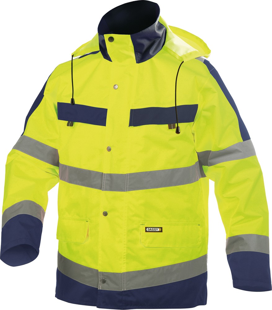 DassyWarnschutzRegen-ParkaAtlantisPES70NeongelbDunkelblau