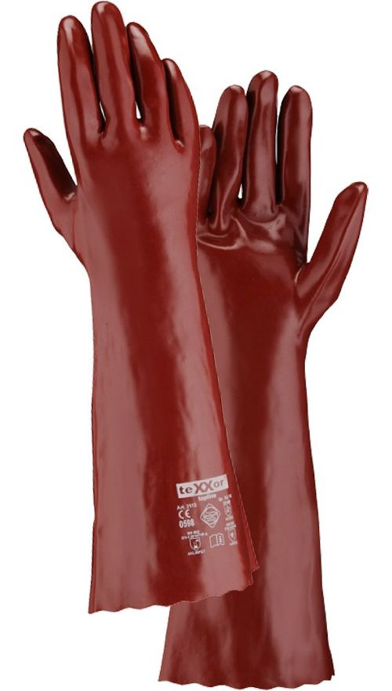 teXXorToplineChemikalienschutz-HandschuhePvcRotbraun12Paar2113