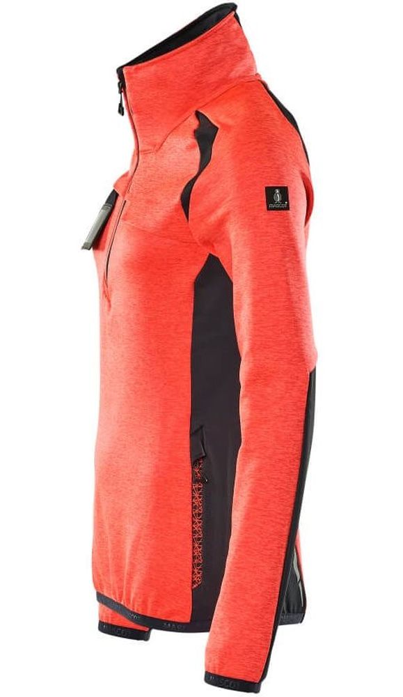 MascotDamenFleecepullovermitkurzemReiverschlussAccelerateSafe19353-316Hi-visRotSchwarzblau-XXL