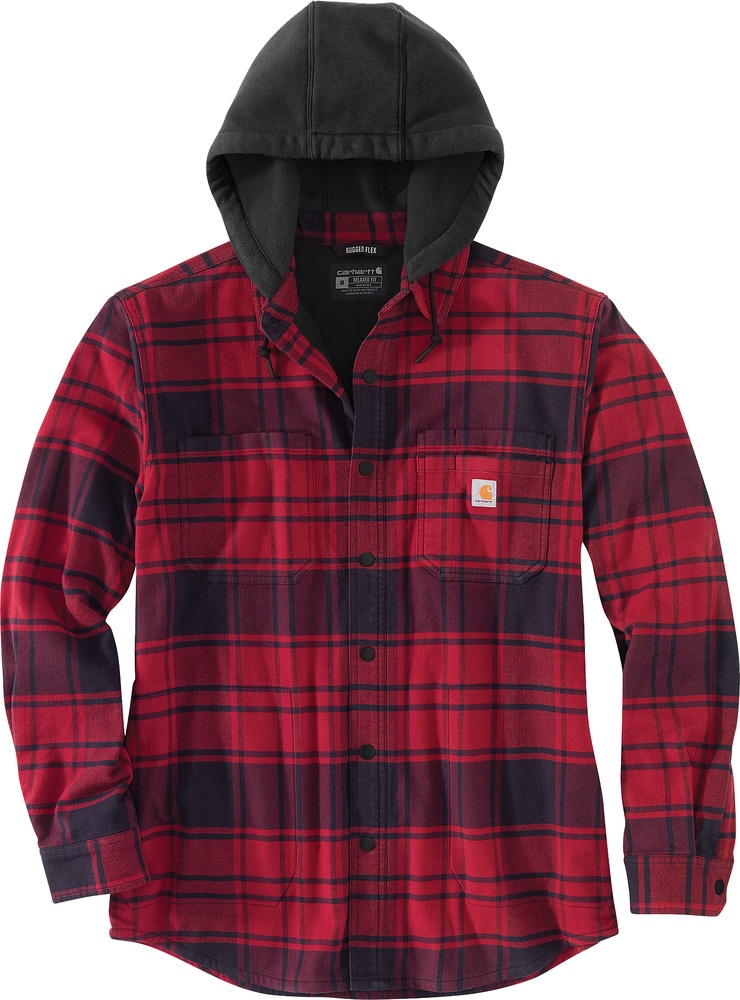 CarharttJackeFlannelFleeceLinedHoodedShirtJacOxblood-S CarharttJackeFlannelFleeceLinedHoodedShirtJacOxblood-S