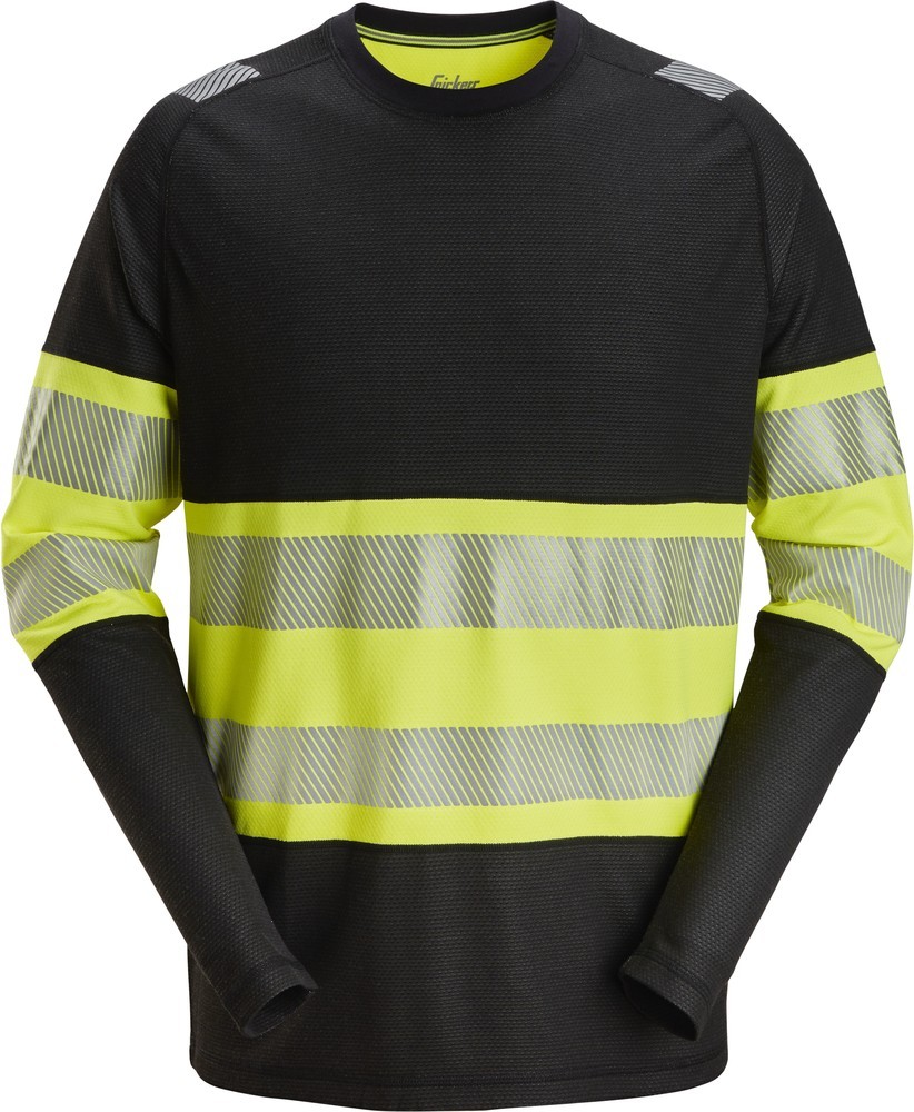 SnickersWarnschutz-ShirtHigh-VislangarmT-ShirtKlasse1SchwarzHigh-VisGelb