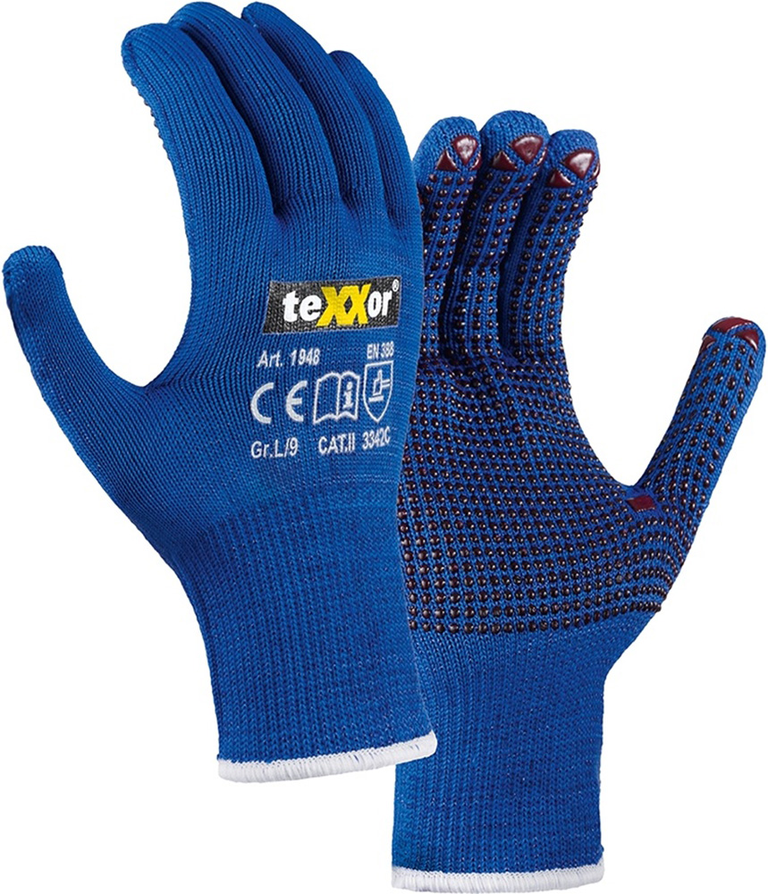 teXXorSchnittschutz-Feinstrickhandschuhe12Paar1948BlauRoteNoppen-11