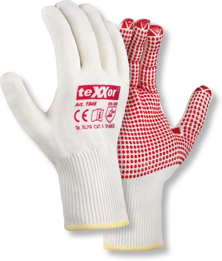 teXXorFeinstrick-HandschuheBaumwolleNylon12Stck1946BeigeRoteNoppen-7