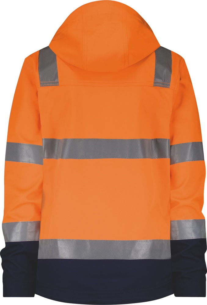 DassyDamenWarnschutzSoftshell-JackeMalagaWomenOrangeDunkelblau-M