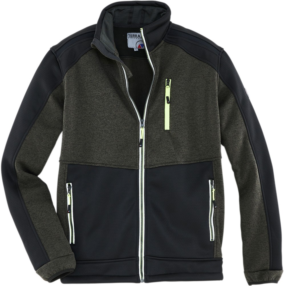 TerraxWorkwearStrickfleecejackeDunkelgrnSchwarzLimette