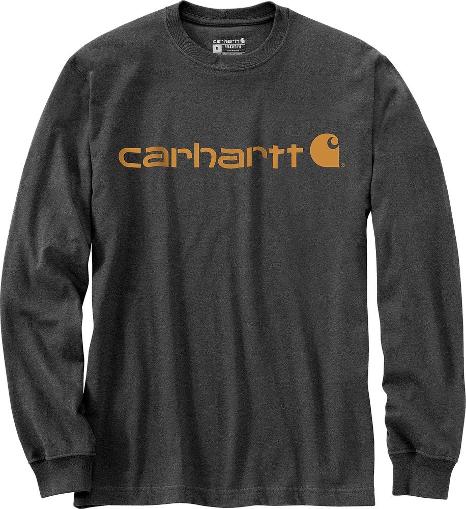 CarharttDearbornRelaxedLSLogoT-Shirt104107CarbonHeatherCarharttGold-S