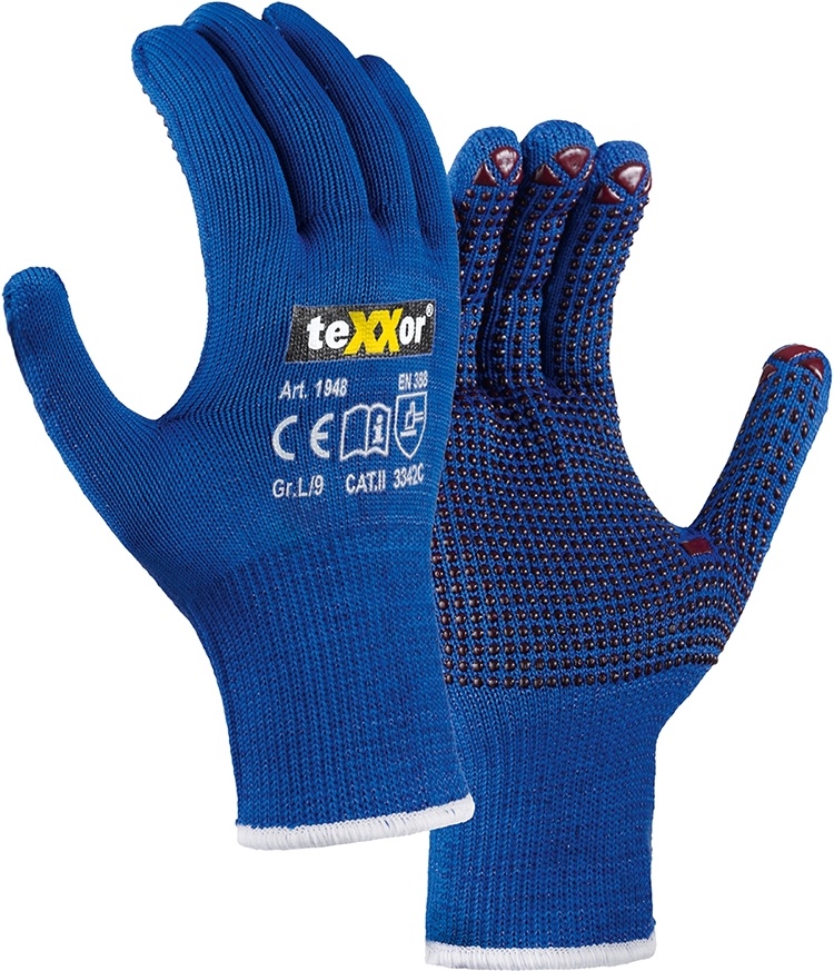 teXXorSchnittschutz-Feinstrickhandschuhe12Stck1948BlauRoteNoppen-6