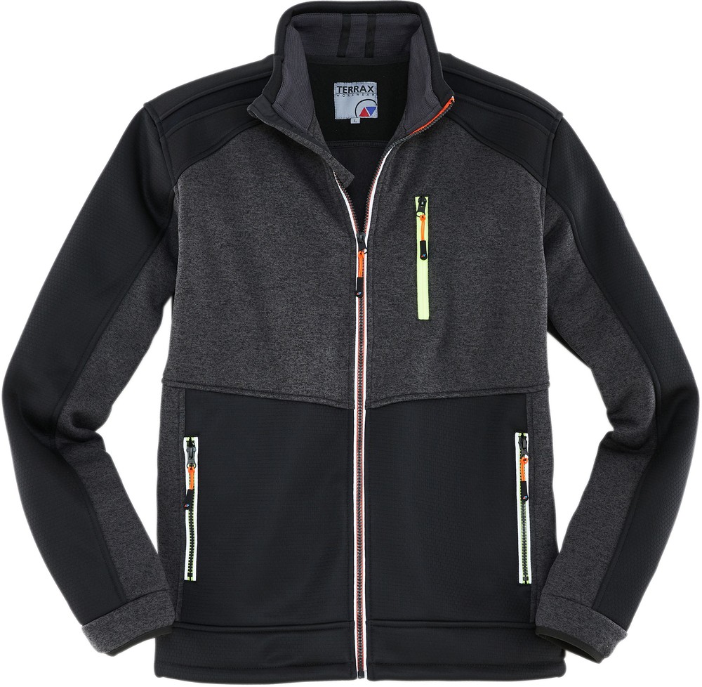 TerraxWorkwearStrickfleecejackeSchwarzLimetteOrange