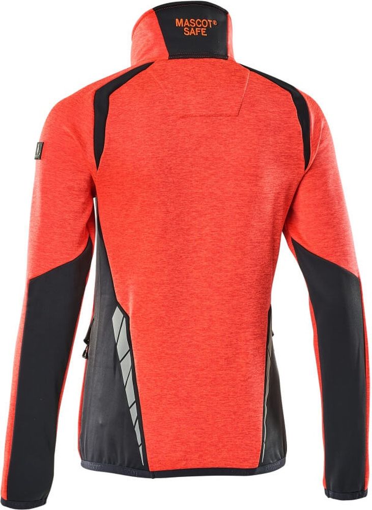 MascotDamenFleecepullovermitkurzemReiverschlussAccelerateSafe19353-316Hi-visRotSchwarzblau-XXL