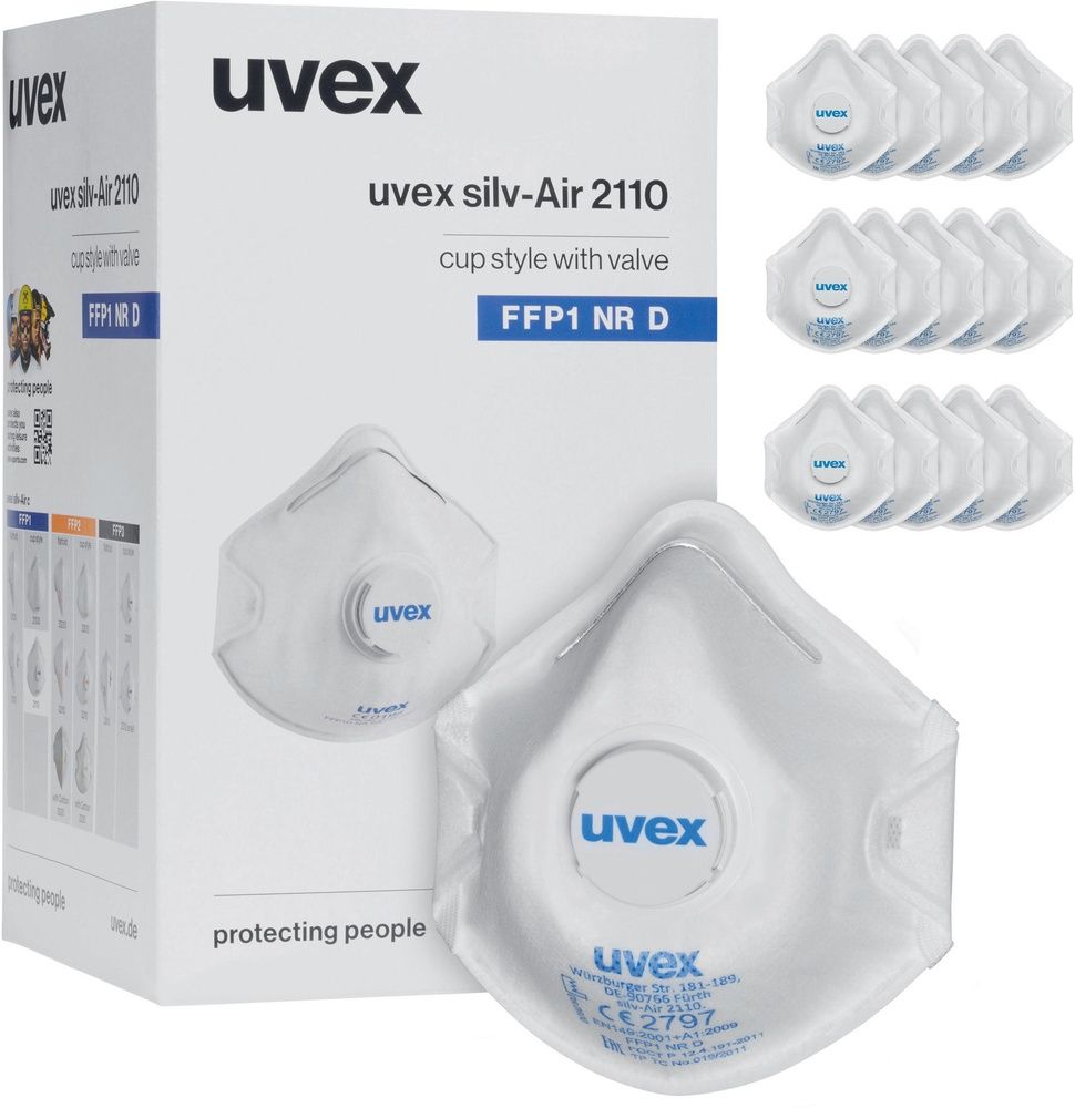 UvexFormmaskeSilv-AirC2110FFP1876211015Stck UvexFormmaskeSilv-AirC2110FFP1876211015Stck