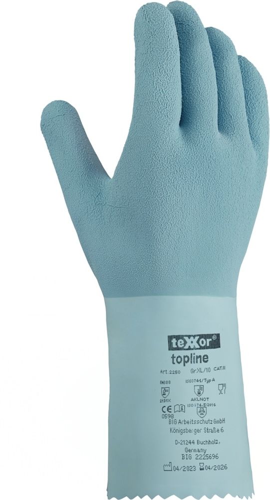teXXorToplineChemikalienschutz-HandschuheNaturlatexGeraut12Stck2250Hellblau-7