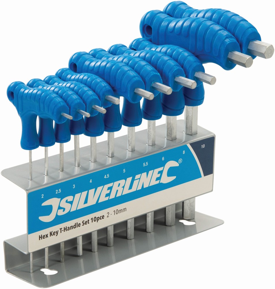 SilverlineSchraubendreherSechskantschlsselInnensechskant-StiftschlsselmitQuergriffen10-tlgSatz210mm