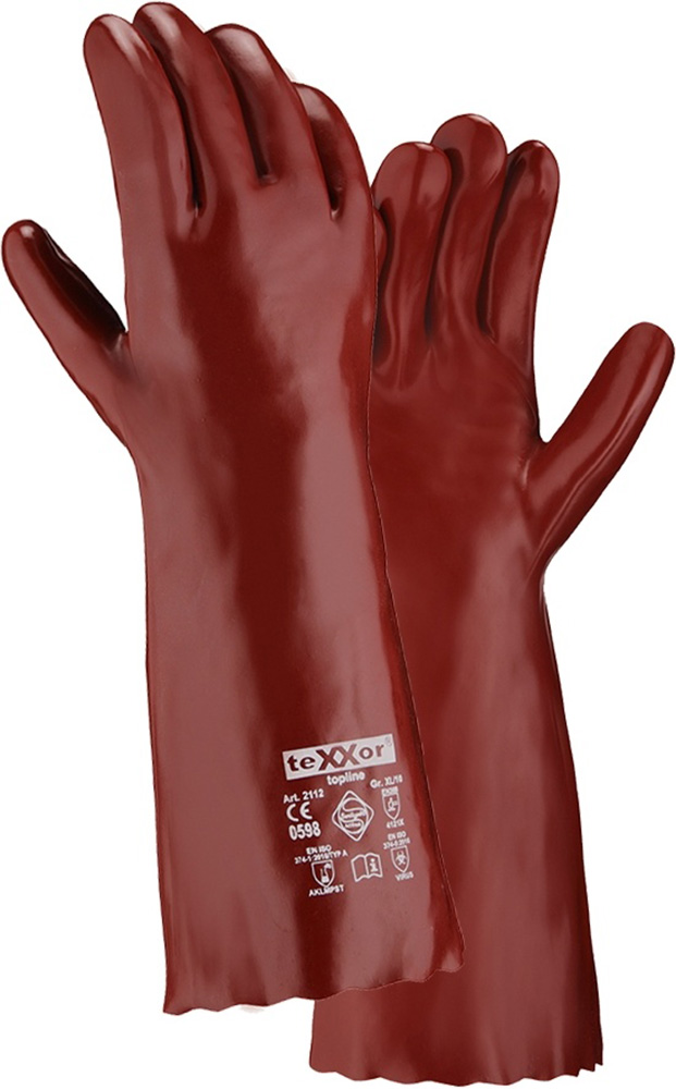 teXXorToplineChemikalienschutz-HandschuhePvcRotbraun12Paar2112