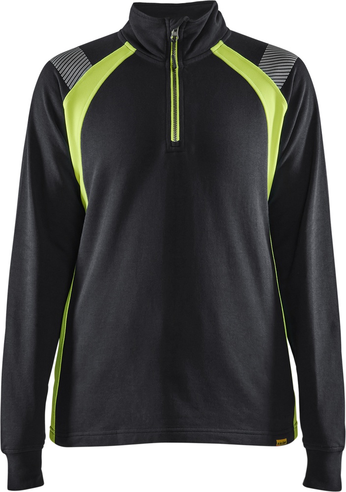 BlklderDamenSweatshirtHalf-zip34031158SchwarzHighVisGelb-L