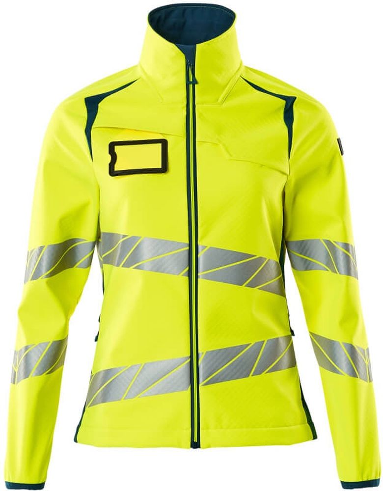 MascotDamenSoftshellJackeAccelerateSafe19012-143Hi-visGelbDunkelpetroleum-XXL