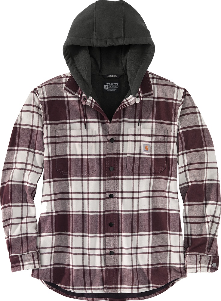 CarharttJackeFlannelFleeceLinedHoodedShirtJacMalt-S