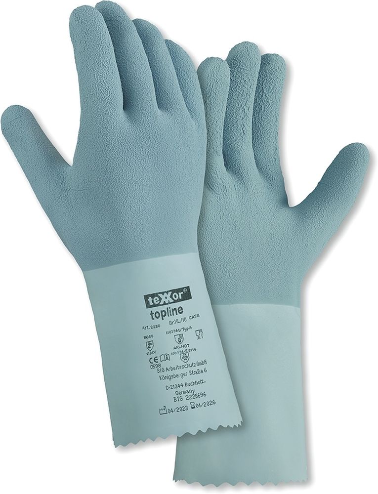 teXXorToplineChemikalienschutz-HandschuheNaturlatexGeraut12Stck2250Hellblau-7